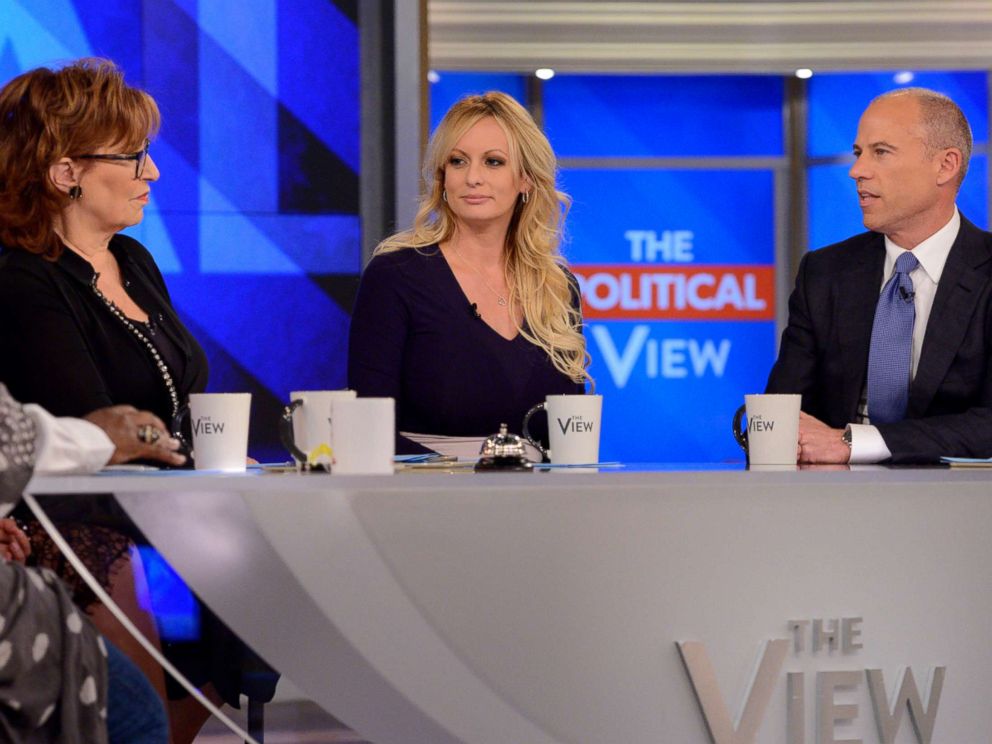 PHOTO: Stormy Daniels appears on The View, Sept. 12, 2018, alongside her lawyer, Michael Avenatti.