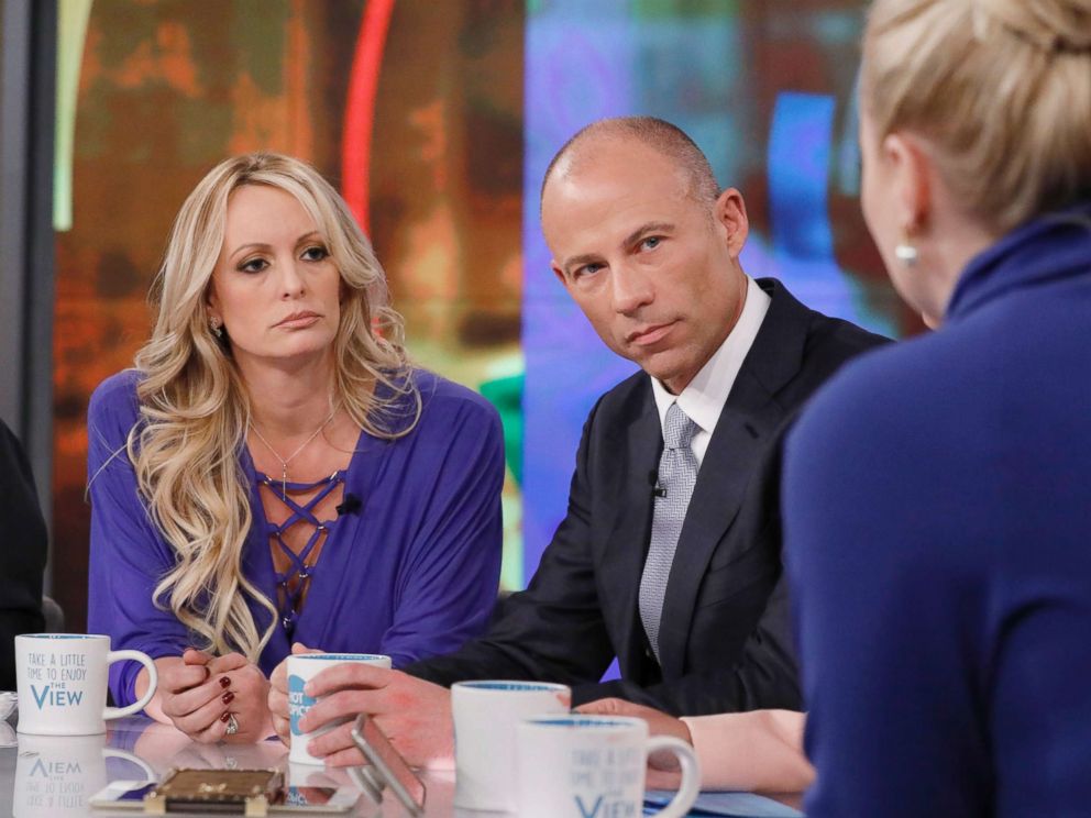 PHOTO:  Stormy Daniels and her Attorney Michael Avenatti appear on "The View," April 17, 2018.