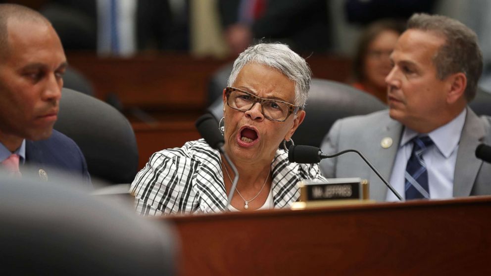 PHOTO: Rep. Bonnie Watson Coleman shouts during a joint hearing in the Rayburn House Office Building on Capitol Hill, July 12, 2018, in Washington.