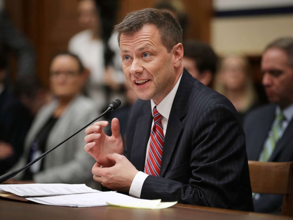 PHOTO: Deputy Assistant FBI Director Peter Strzok testifies before a joint committee hearing of the House Judiciary and Oversight and Government Reform committees on Capitol Hill, July 12, 2018, in Washington.
