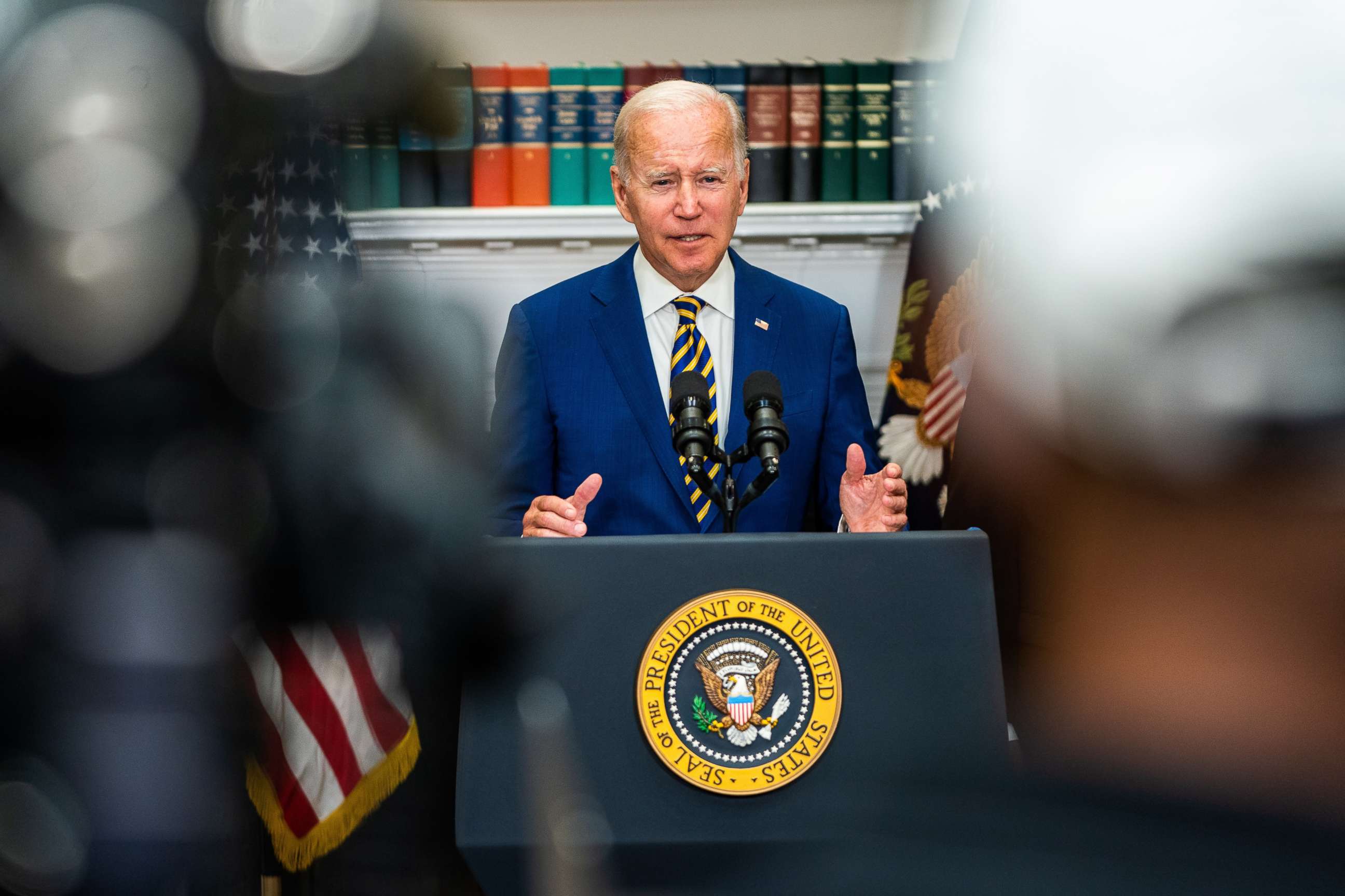 PHOTO: President Joe Biden delivers remarks regarding student loan debt forgiveness in the Roosevelt Room of the White House, Aug. 24, 2022.