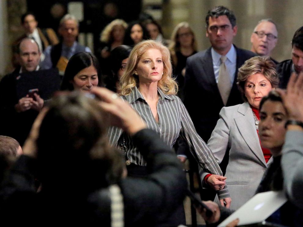 PHOTO: In this file photo, Summer Zervos, a former contestant on The Apprentice, leaves New York State Supreme Court with attorney Gloria Allred (R) after a hearing on the defamation case against President Donald Trump in New York City, Dec. 5, 2017.