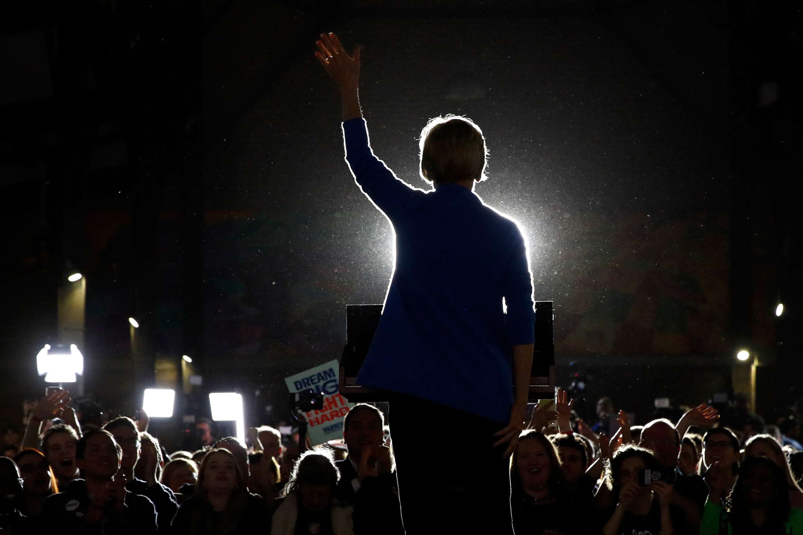 PHOTO: Democratic presidential candidate Sen. Elizabeth Warren speaks during a primary election night rally Tuesday, March 3, 2020, at Eastern Market in Detroit.