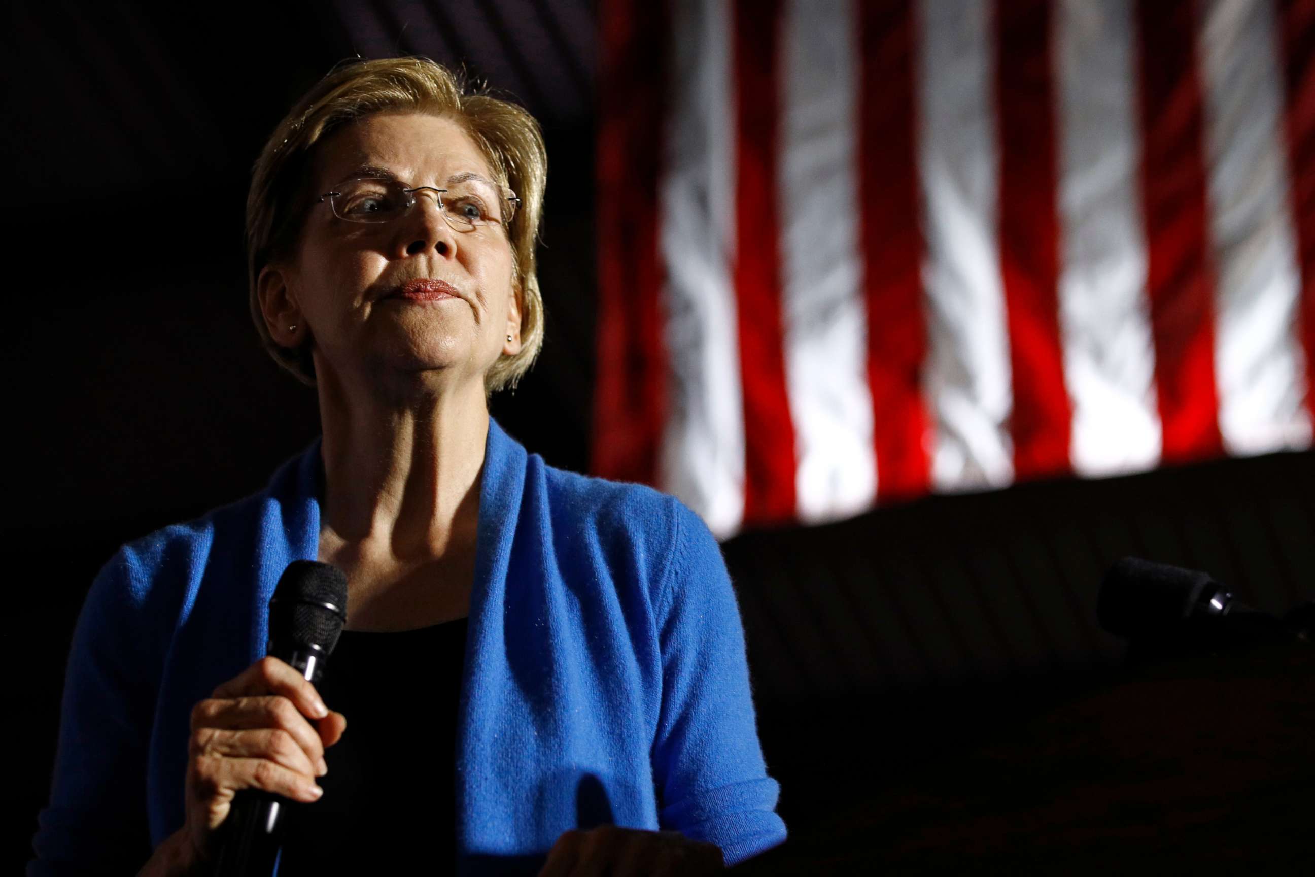 PHOTO: Democratic presidential candidate Sen. Elizabeth Warren speaks during a primary election night rally, March 3, 2020, at Eastern Market in Detroit.