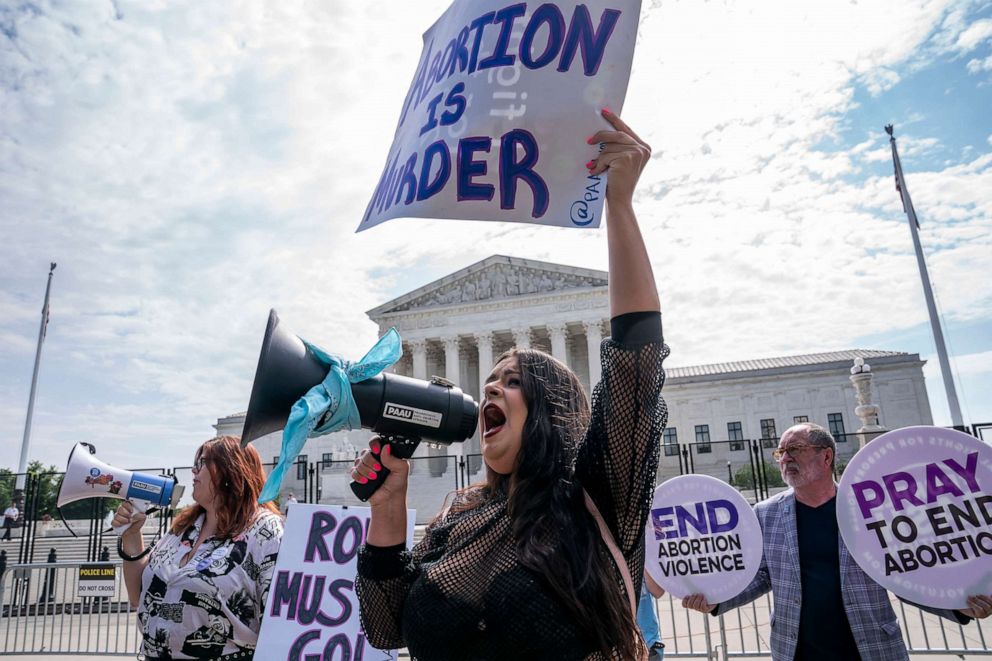 PHOTO: Anti-abortion activists rally in front of the Supreme Court, June 8, 2022.