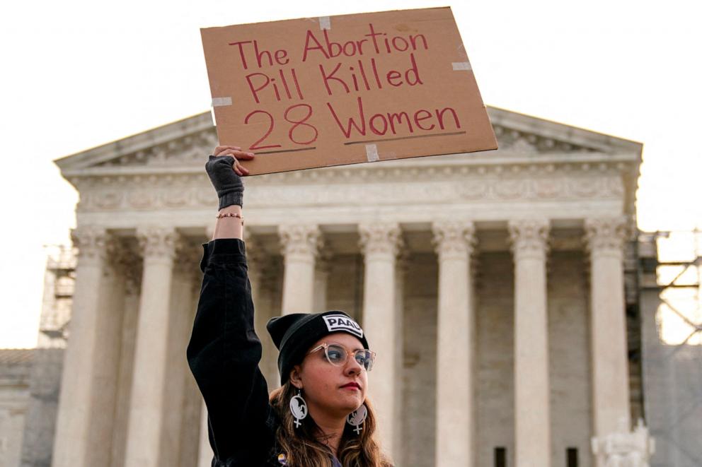 PHOTO: Anti-abortion rights activist rally in front of the US Supreme Court on March 26, 2024, in Washington, DC.