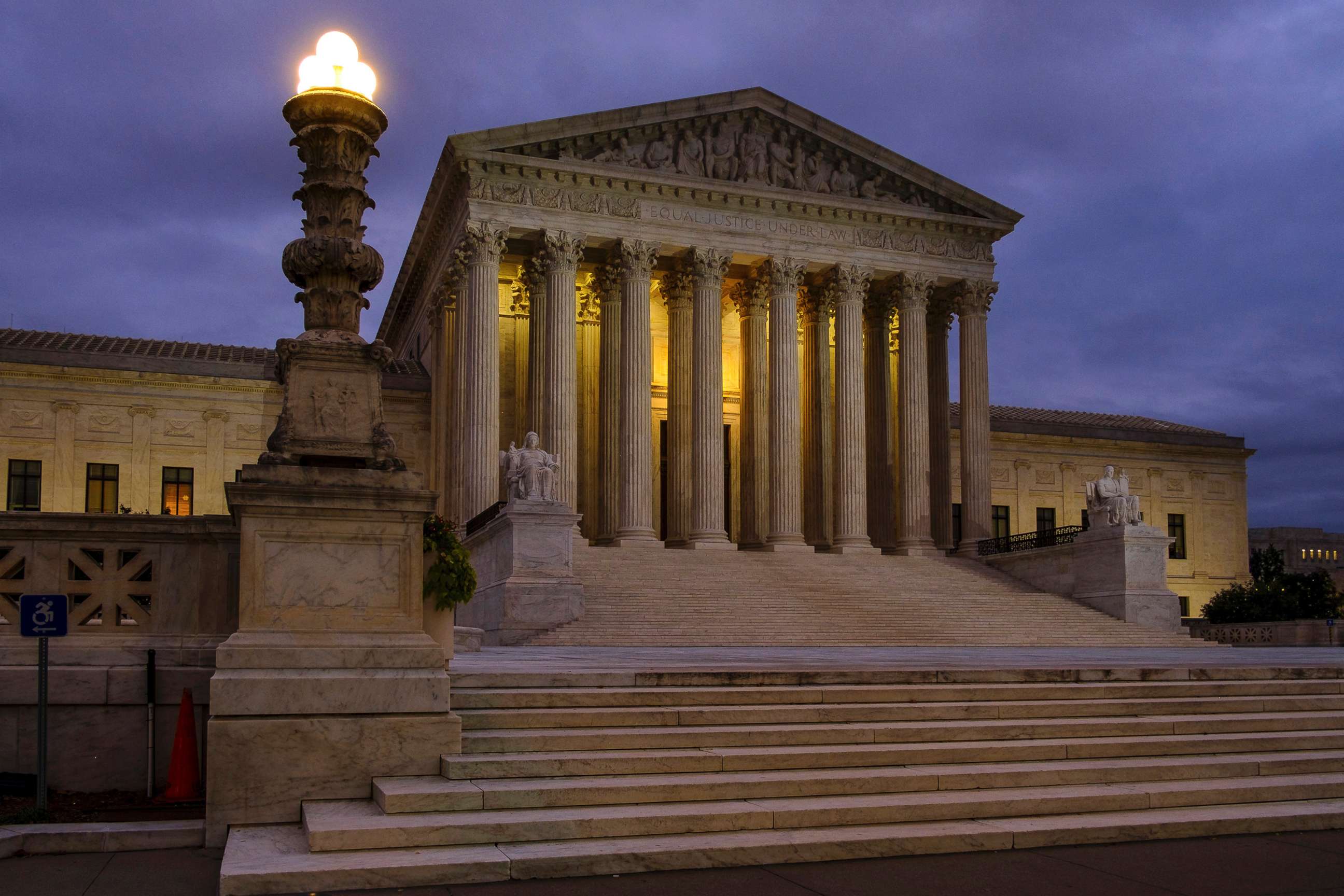 PHOTO: The U.S. Supreme Court building stands before dawn in Washington, D.C., Oct. 5, 2018.
