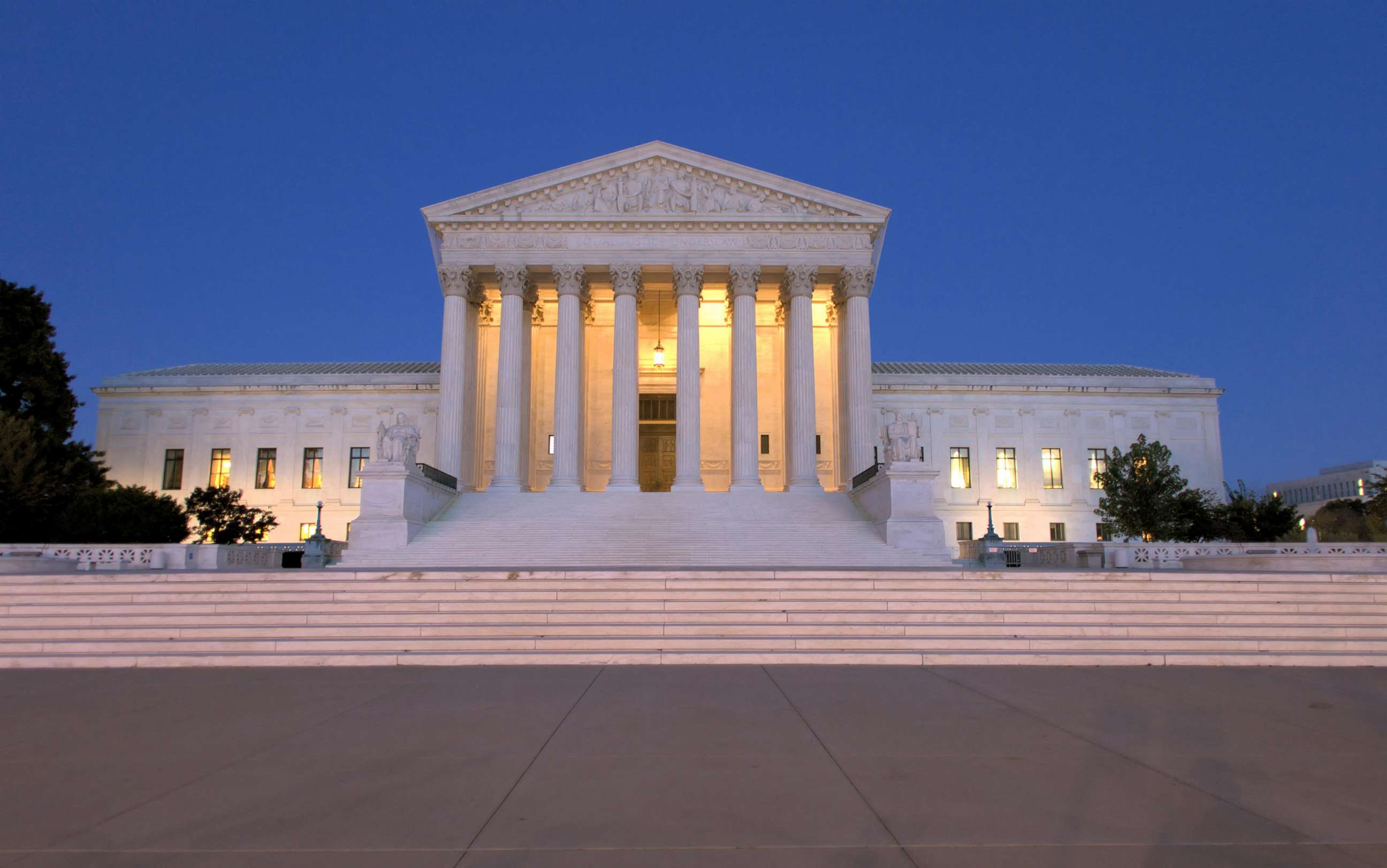 PHOTO: The US Supreme Court building is shown at night.