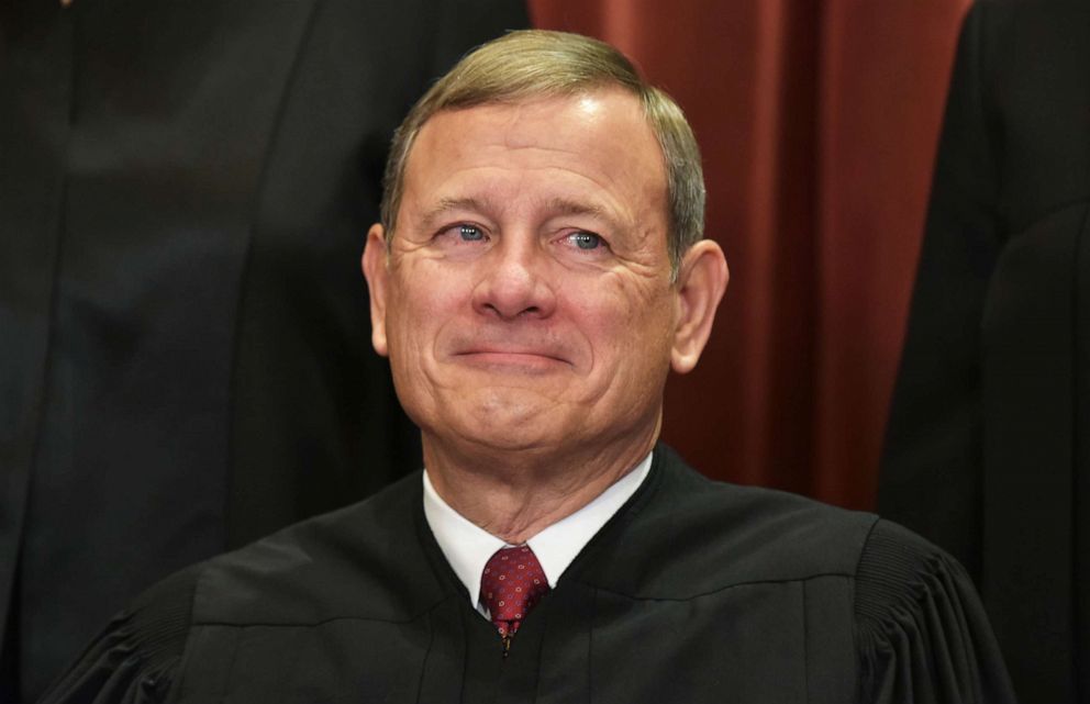 PHOTO: Chief Justice John Roberts poses for the official group photo at the US Supreme Court in Washington, Nov. 30, 2018.