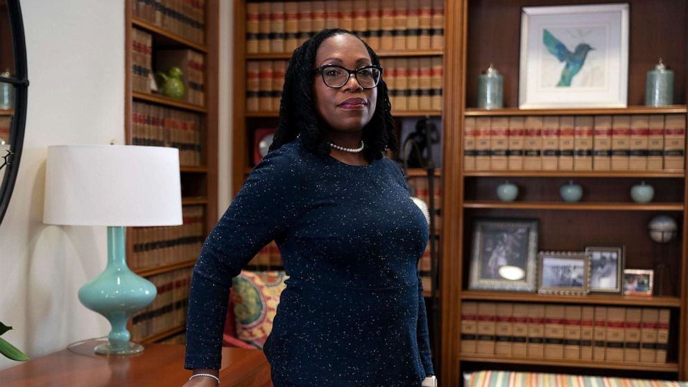 PHOTO: Judge Ketanji Brown Jackson poses for a portrait in her office in Washington, Feb. 18, 2022.