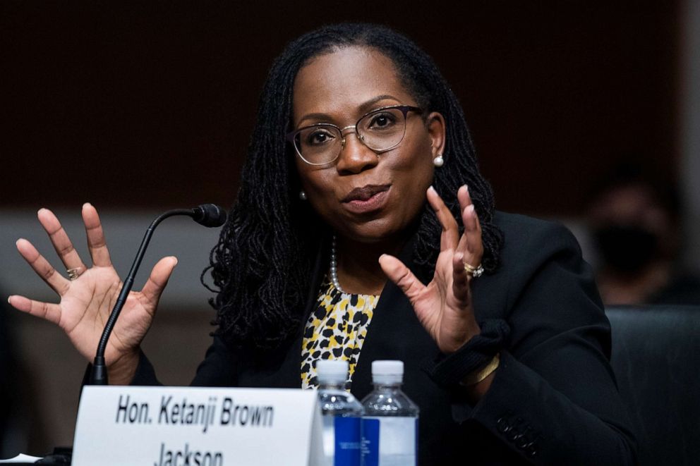 PHOTO: Ketanji Brown Jackson testifies before a Senate Judiciary Committee hearing on pending judicial nominations, on Capitol Hill in Washington. April 28, 2022.