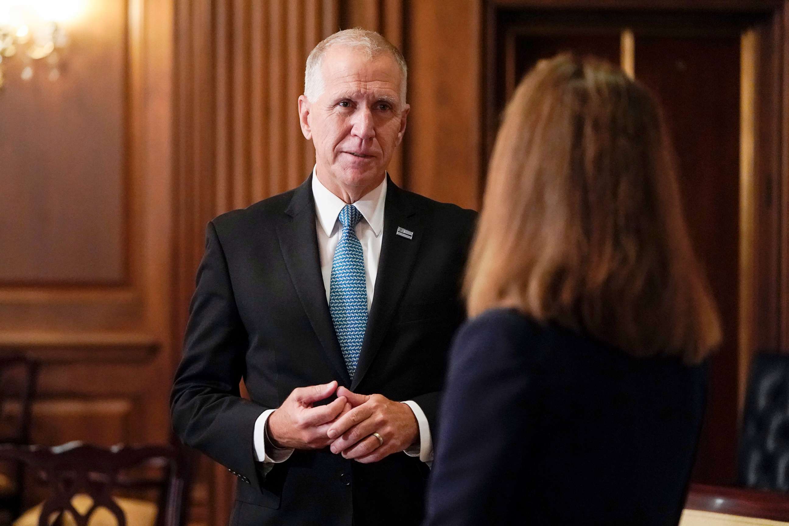 PHOTO: Sen. Thom Tillis meets with Judge Amy Coney Barrett on Capitol Hill, Sept.30, 2020. 