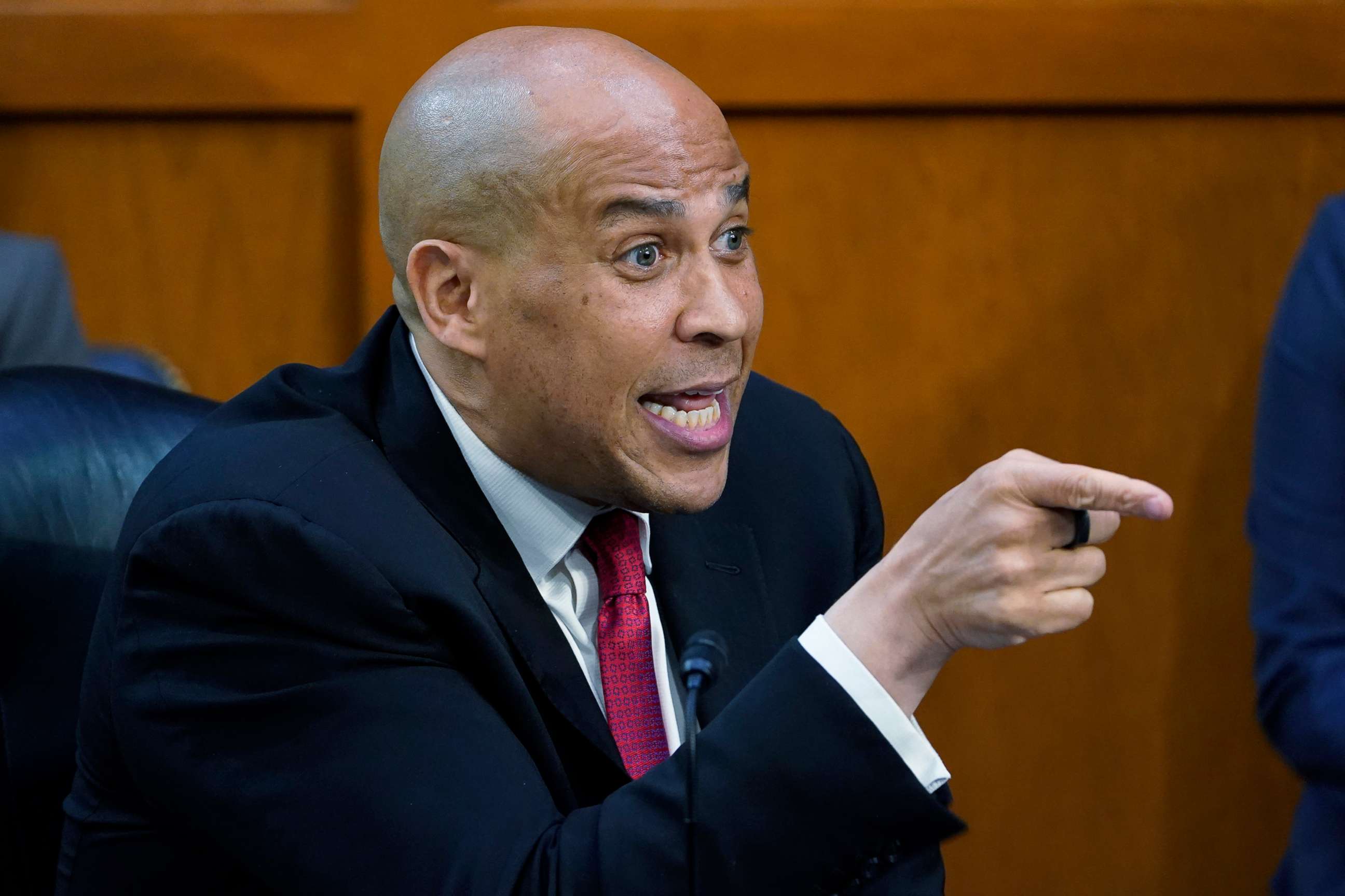 PHOTO: Sen. Cory Booker speaks during the confirmation hearing of Supreme Court nominee Judge Ketanji Brown Jackson before the Senate Judiciary Committee on Capitol Hill in Washington, March 23, 2022. 