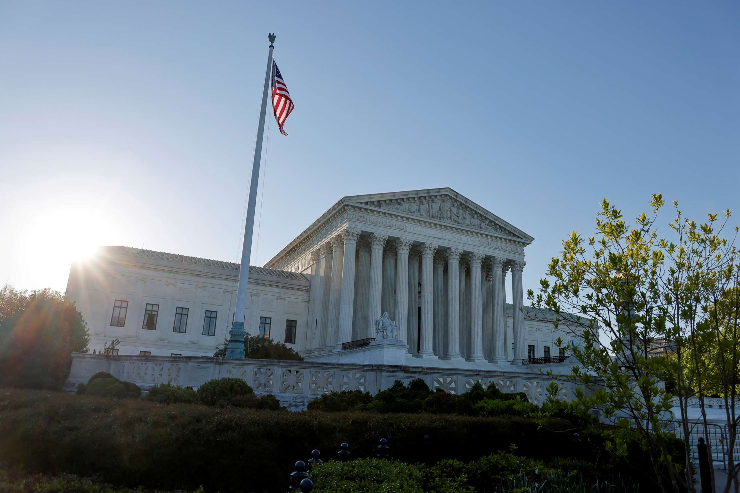 PHOTO: The sun rises over the U.S. Supreme Court building in Washington, D.C.. April 26, 2021.