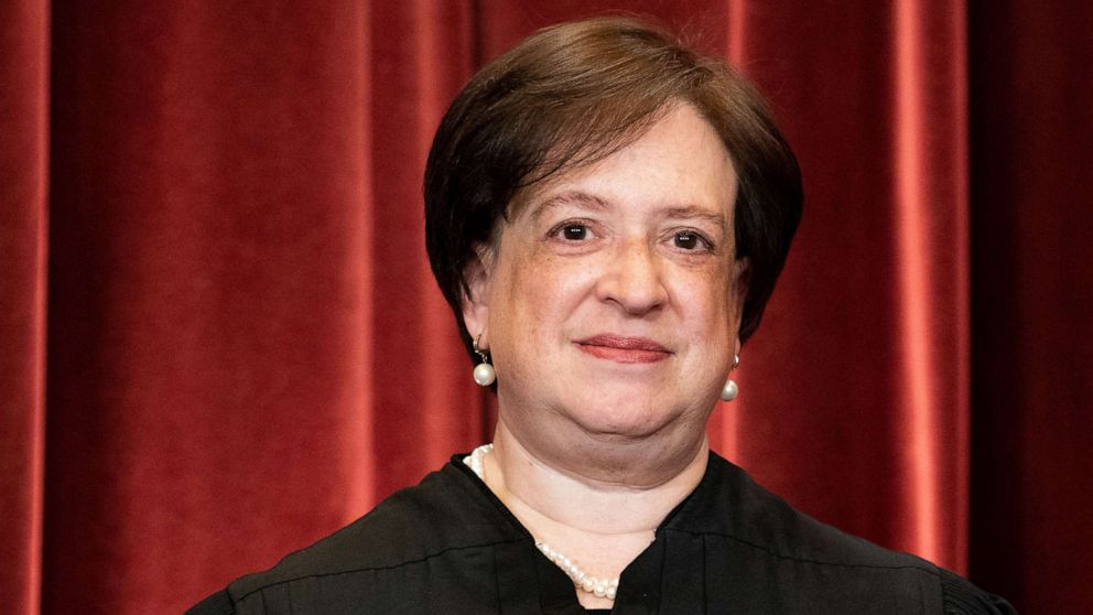 PHOTO: Associate Justice Elena Kagan stands during a group photo of the Justices at the Supreme Court in Washington, April 23, 2021. 