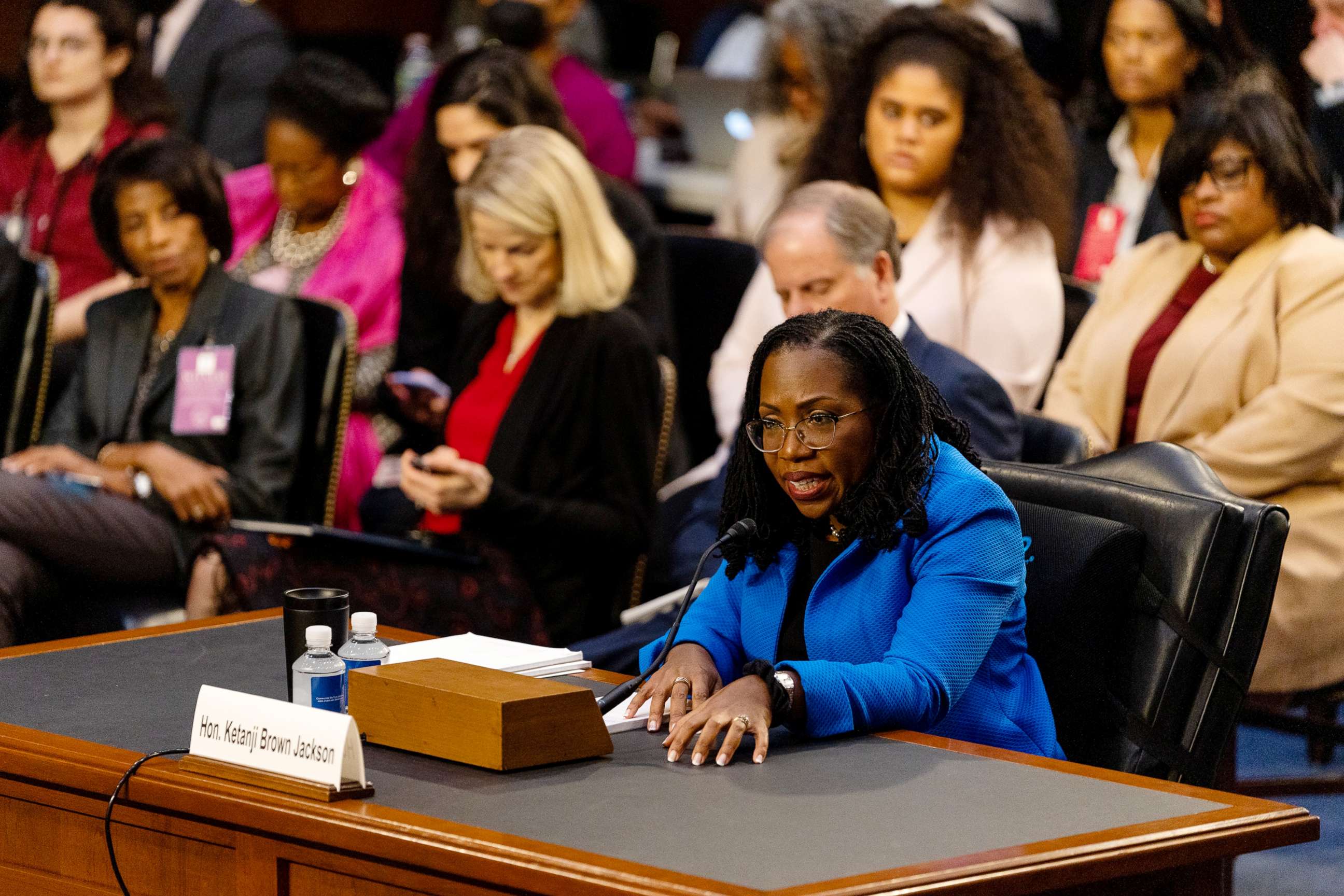 PHOTO: Ketanji Brown Jackson, associate justice of the U.S. Supreme Court nominee for U.S. President Joe Biden, speaks during a Senate Judiciary Committee confirmation hearing in Washington, March 23, 2022.