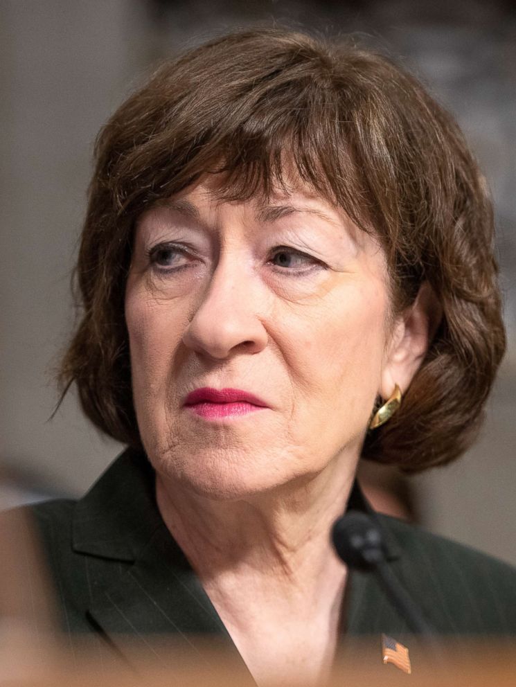 PHOTO: Sen. Susan Collins is pictured at the Senate Select Committee on Intelligence hearing on Capitol Hill in Washington, D.C., Sept. 5, 2018.