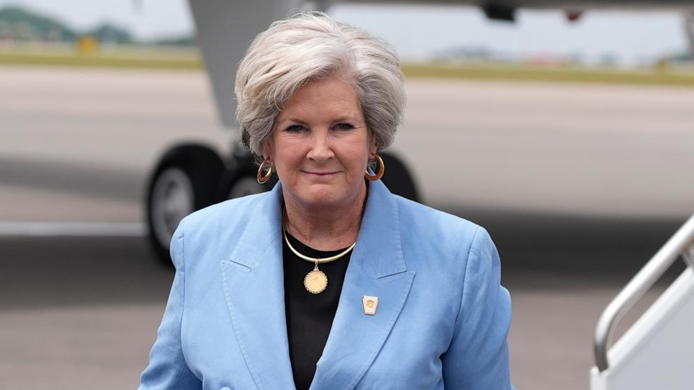 PHOTO: Trump co-campaign manager Susie Wiles is seen at Nashville International Airport as Republican presidential candidate former President Donald Trump arrives, July 27, 2024, in Nashville, Tenn.