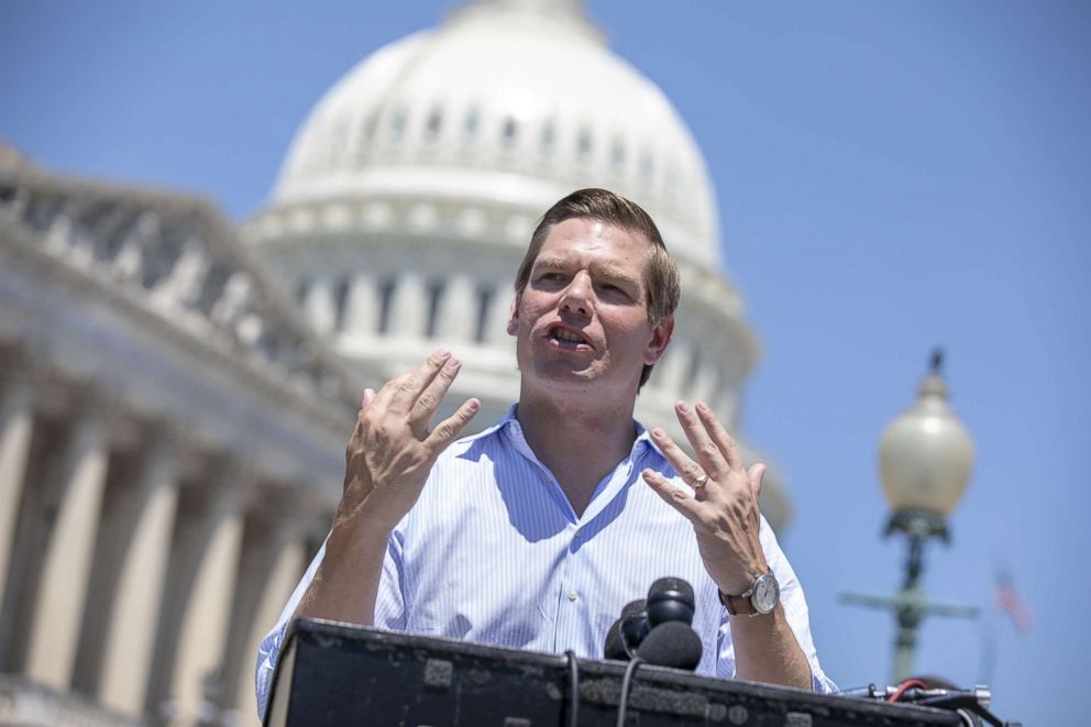 PHOTO: Eric Swalwell (D-CA) speaks during a news conference regarding the separation of immigrant children at the U.S. Capitol, July 10, 2018.