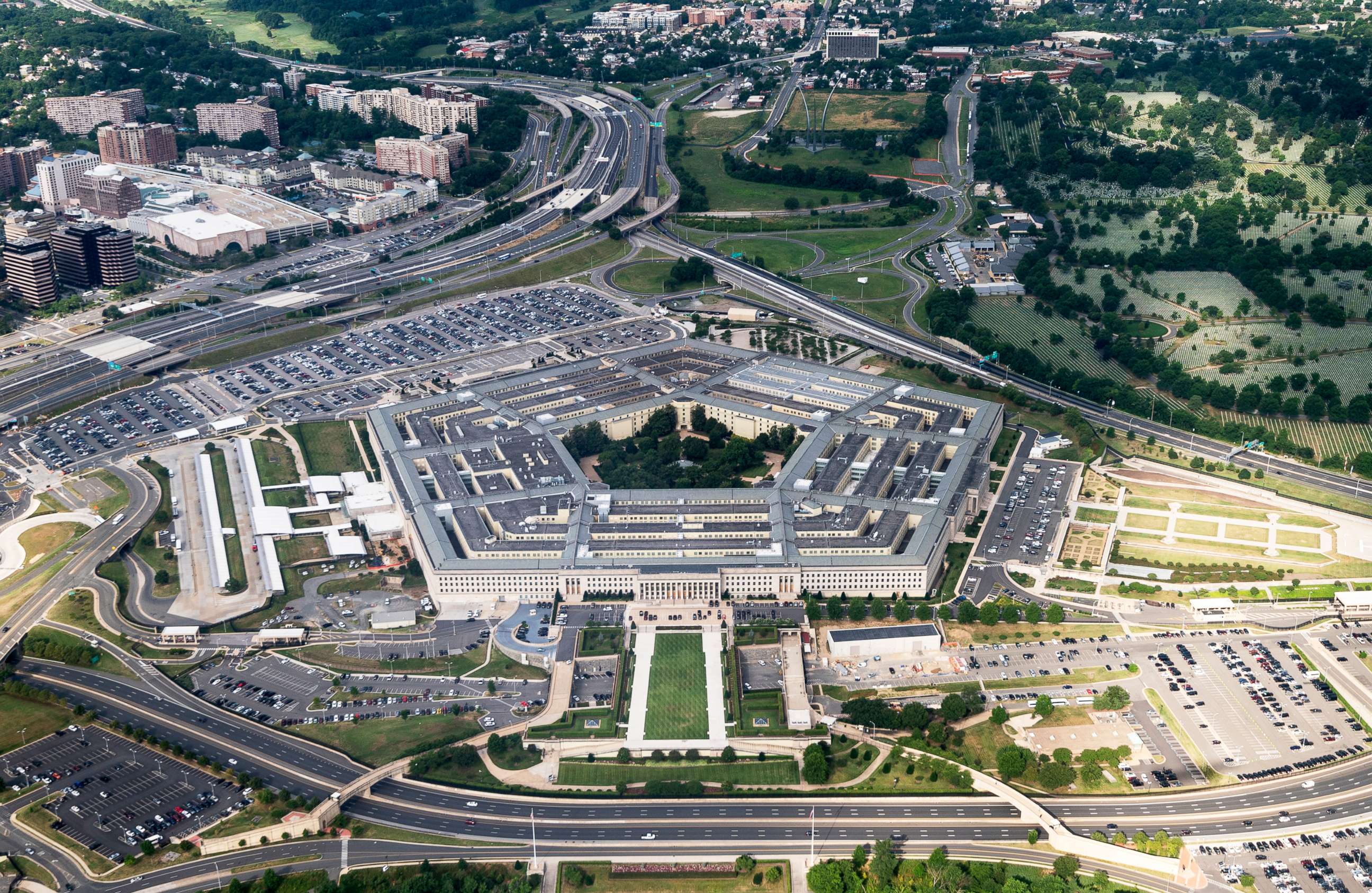 PHOTO: Aerial view shows the Pentagon in Arlington, Va., June 30, 2020. 