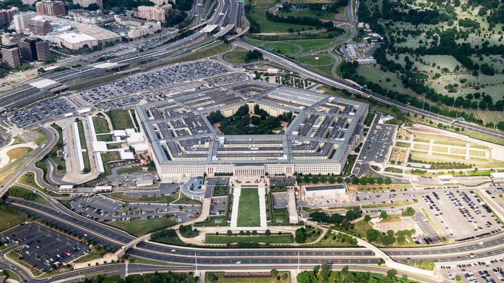 PHOTO: Aerial view shows the Pentagon in Arlington, Va., June 30, 2020. 