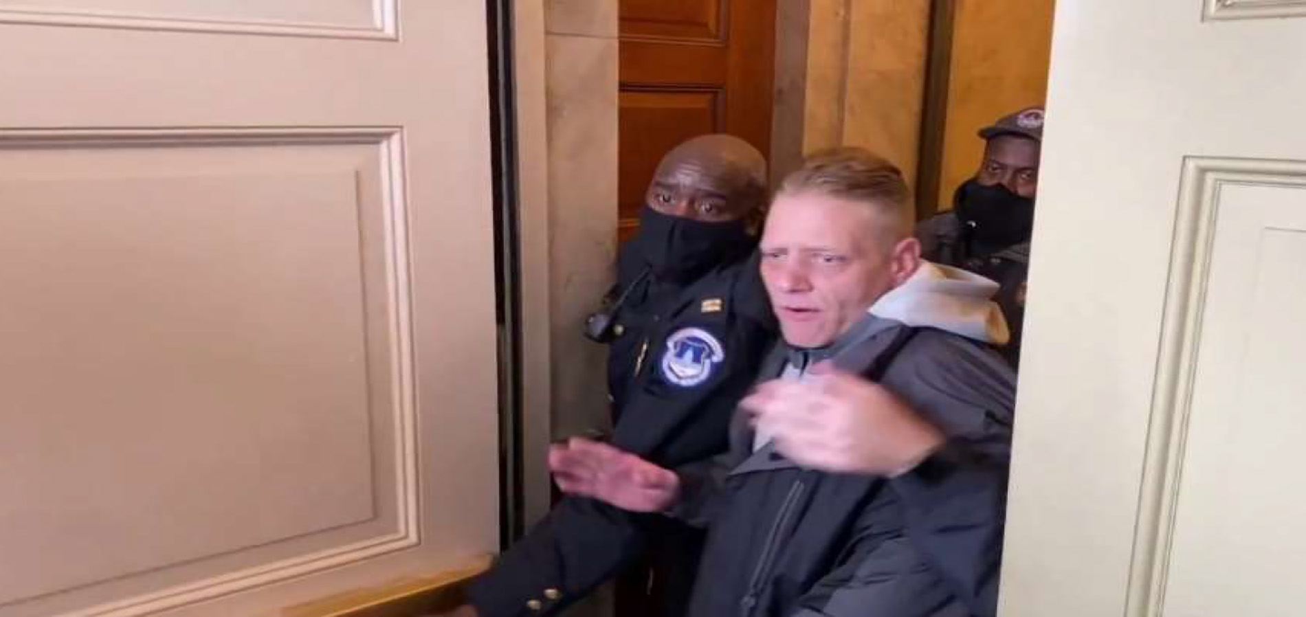 PHOTO: Michael Sywak of New York seen inside the U.S. Capitol on Jan. 6, according to the Justice Department. Sywak and his son Jason were sentenced on June 9, 2022 to home detention and probation for their participation in the riot at the Capitol. 