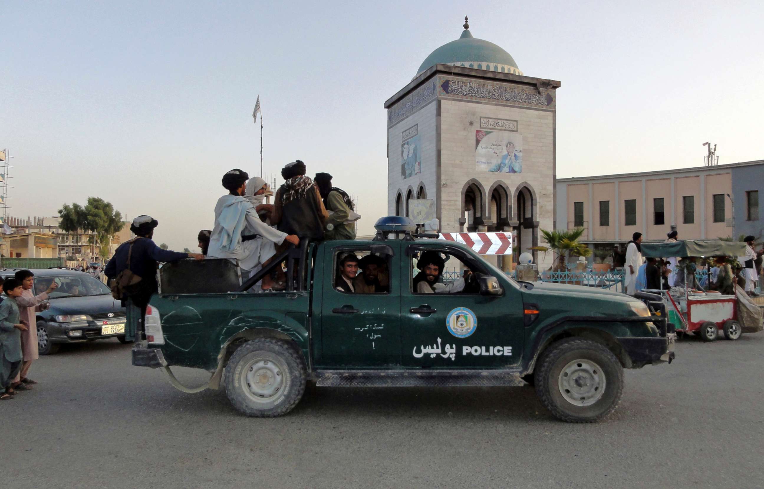 PHOTO: Taliban fighters patrol inside the city of Kandahar, Afghanistan, Aug. 15, 2021.