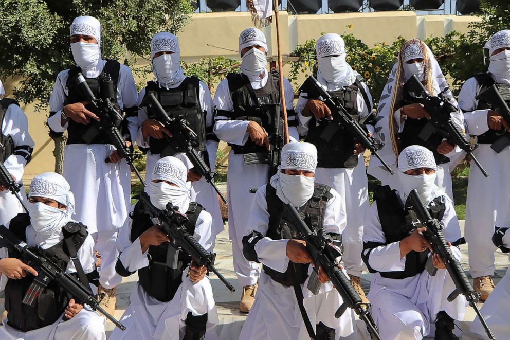 PHOTO: Taliban special forces pose with U.S.-made weapons in Zabul province, Afghanistan on Aug. 20, 2021. 