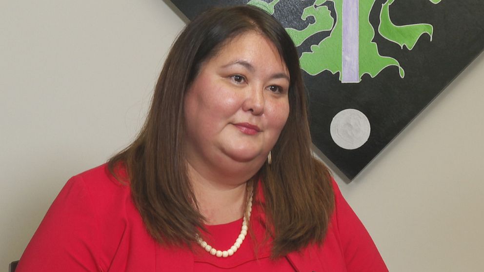 PHOTO: Assistant Secretary for Indian Affairs Tara Sweeney talks with ABC News before the first meeting of the "Operation Lady Justice" task force at the Interior Department in Washington, D.C., Jan. 29, 2020.