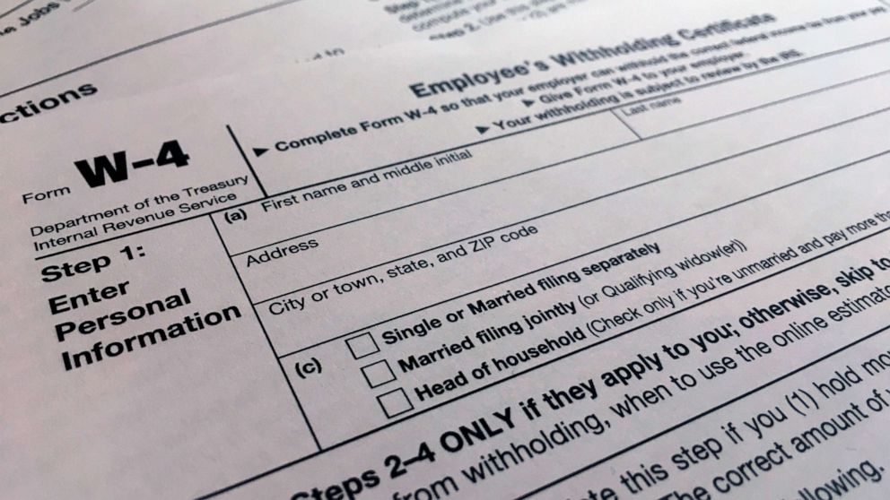 PHOTO: A W-4 form is viewed in New York, Feb. 5, 2020.