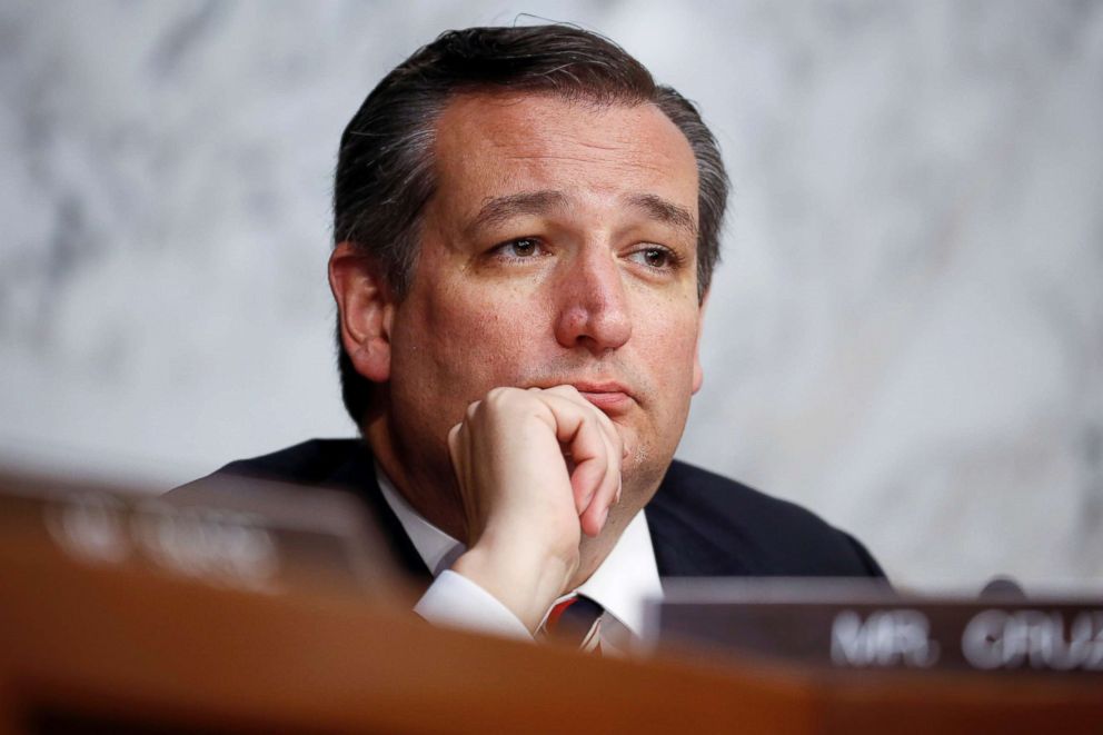 PHOTO: Senator Ted Cruz listens as Supreme Court nominee Brett Kavanaugh testifies before the Senate Judiciary Committee on Capitol Hill in Washington, Sept. 5, 2018.