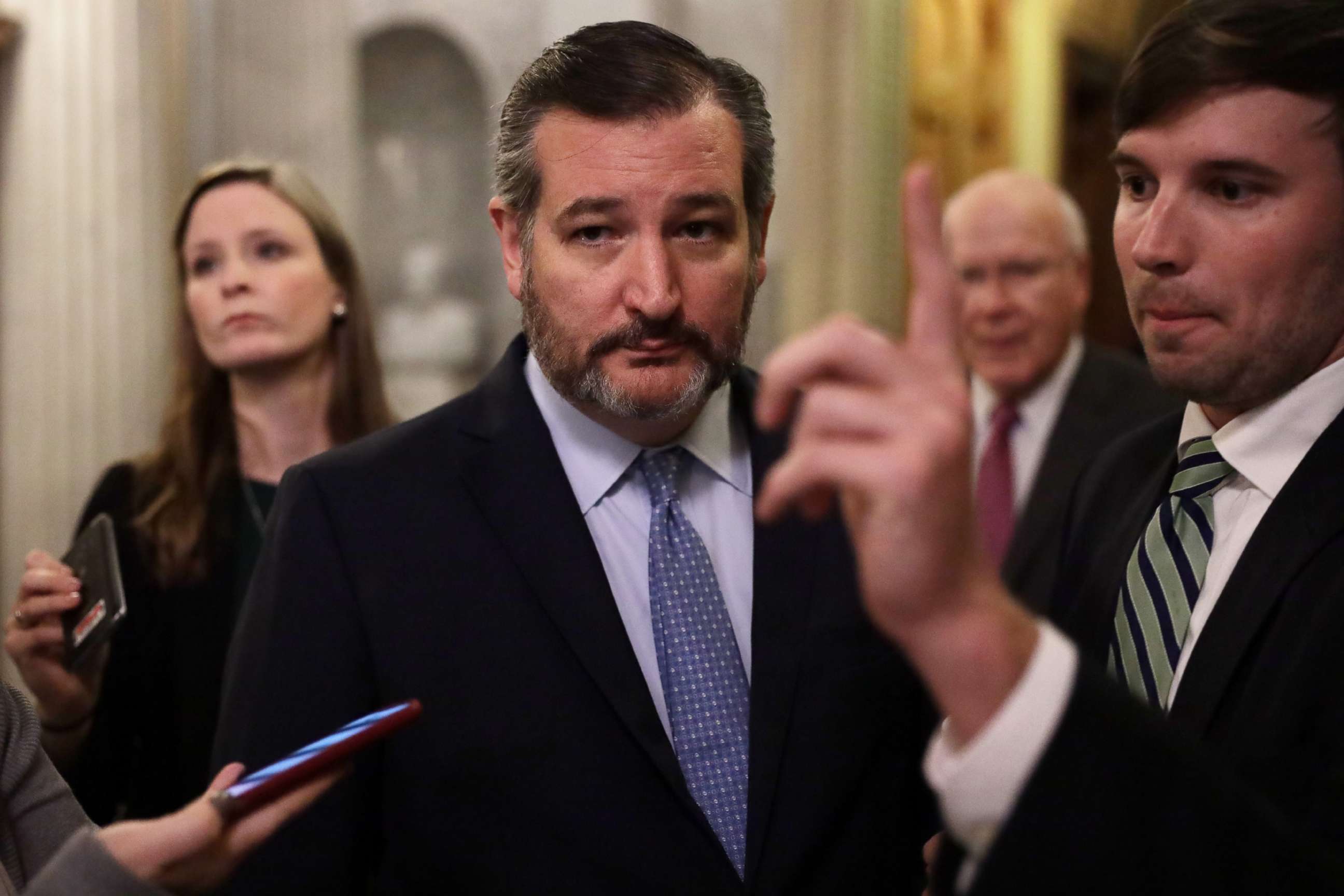 PHOTO: Sen. Ted Cruz, R-Texas, leaves after a vote at the Capitol in Washington, D.C., Dec. 2, 2019.