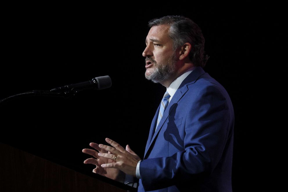 PHOTO: Senator Ted Cruz speaks at the NRA-ILA Leadership Forum during the National Rifle Association annual convention in Houston, on May 27, 2022.