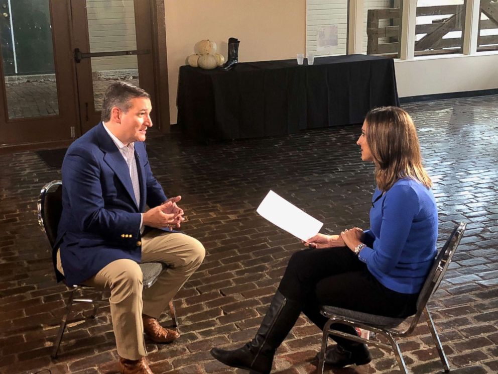 PHOTO: Sen. Ted Cruz speaks with about ABC News' Paula Faris about the midterm elections and other topics.