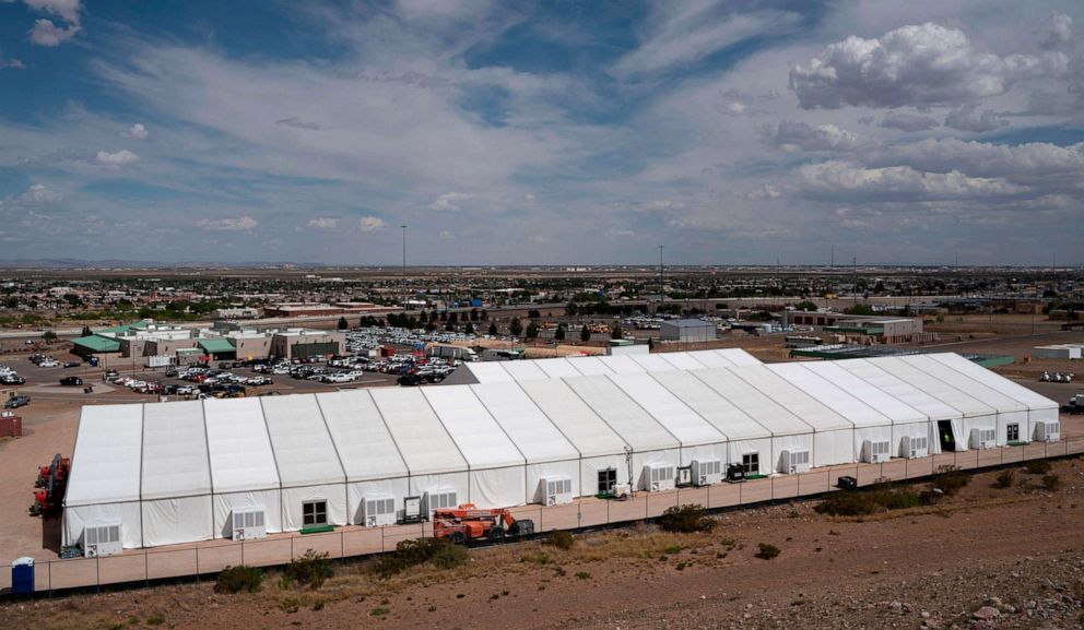 PHOTO: Construction of a new migrant processing facility is underway at the Customs and Border Protection - El Paso Border Patrol Station on the east side of El Paso on April 26, 2019.
