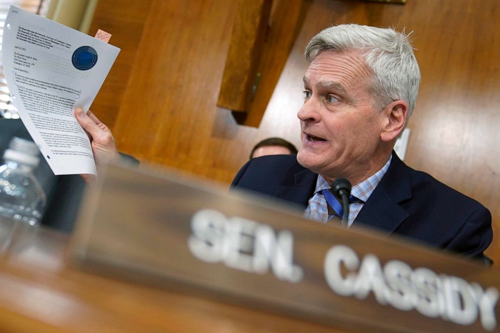 PHOTO: Sen. Bill Cassidy attends a hearing in Washington, May 19, 2022.