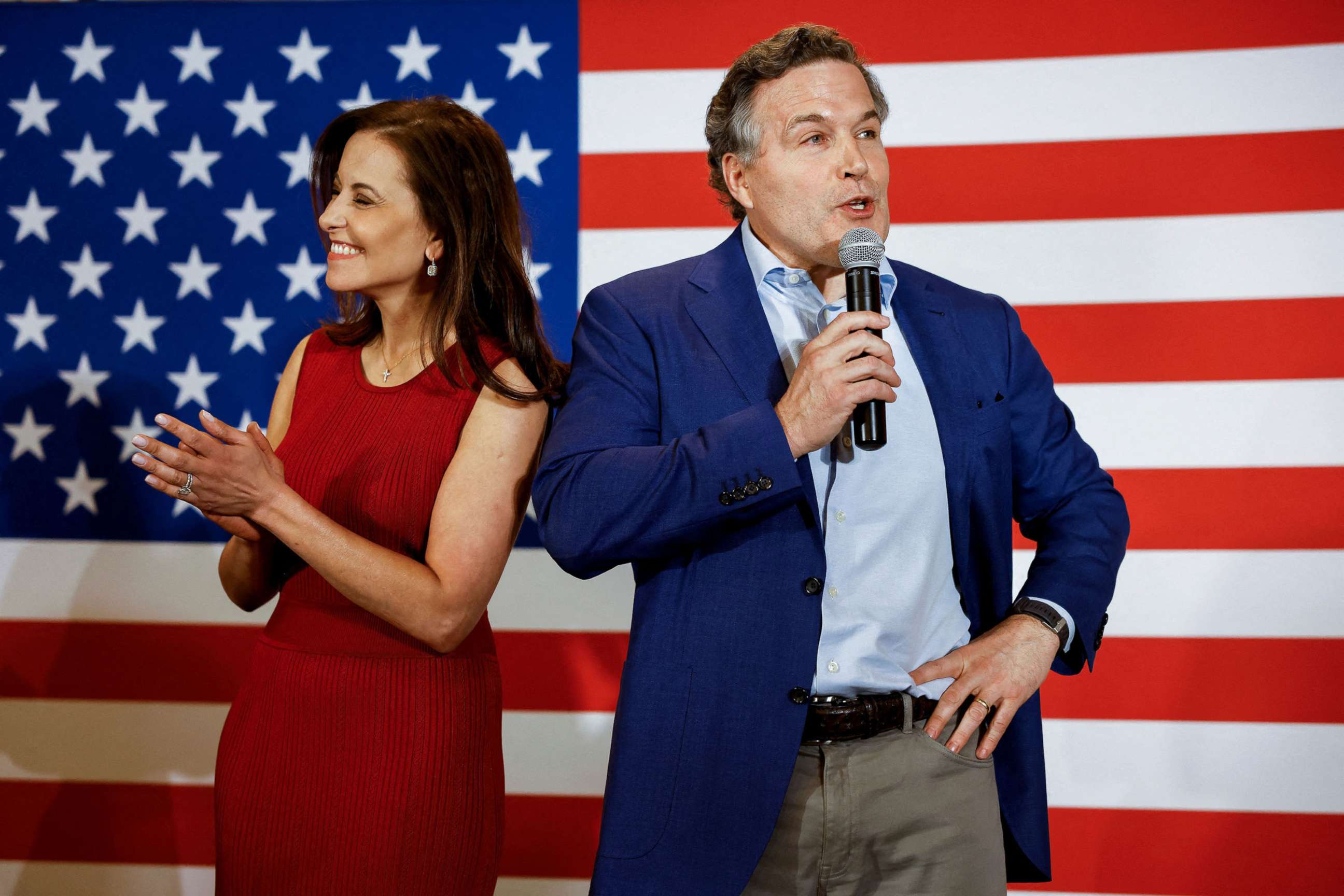 PHOTO: Republican Party U.S. Senate candidate David McCormick speaks to supporters at an election night event in Pittsburgh, Pa., May 17, 2022.