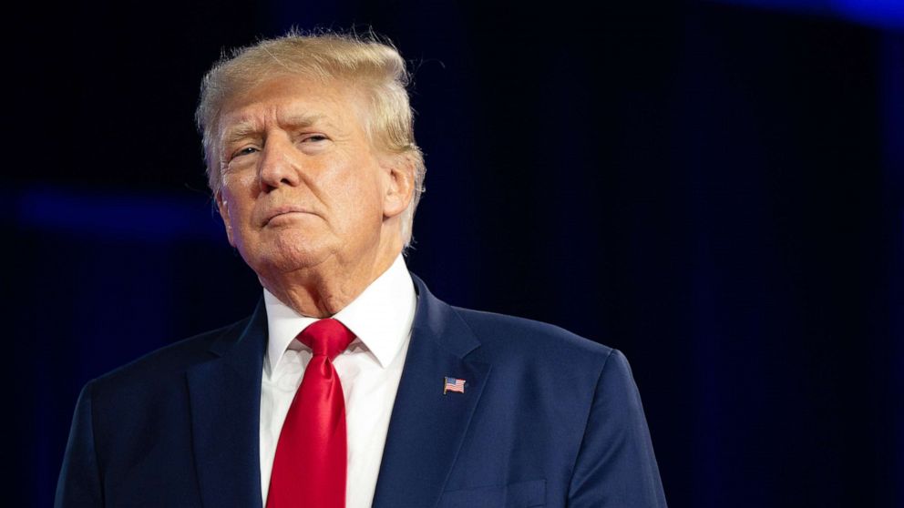 PHOTO: Former U.S. President Donald Trump speaks at the Conservative Political Action Conference in Dallas, Aug. 6, 2022.