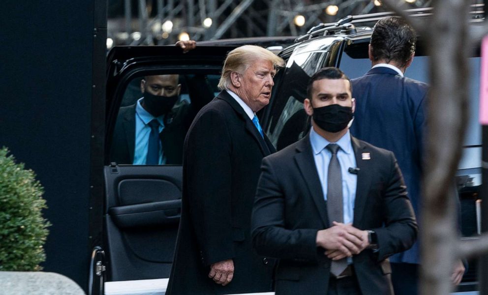 PHOTO: Former President Donald Trump departs Trump Tower after visiting the city of New York, March 9, 2021.