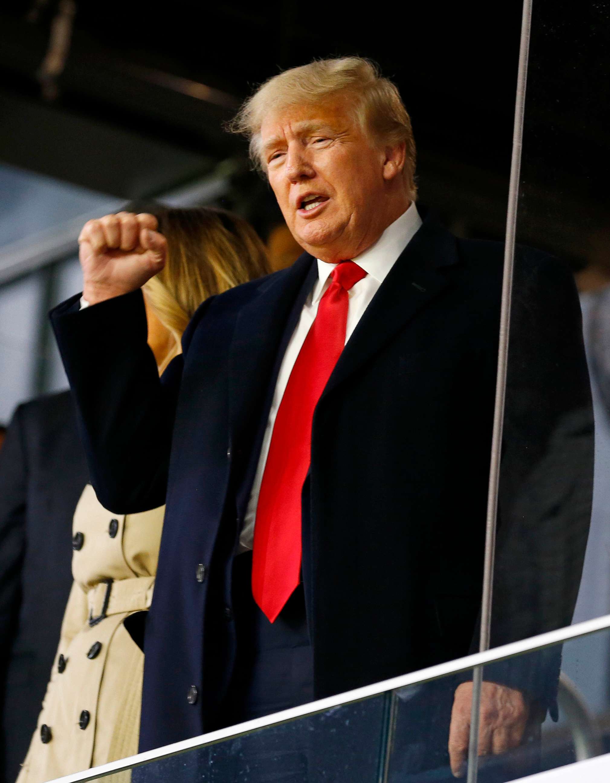 PHOTO: Former president of the United States Donald Trump attends a game in Atlanta, Oct. 30, 2021.