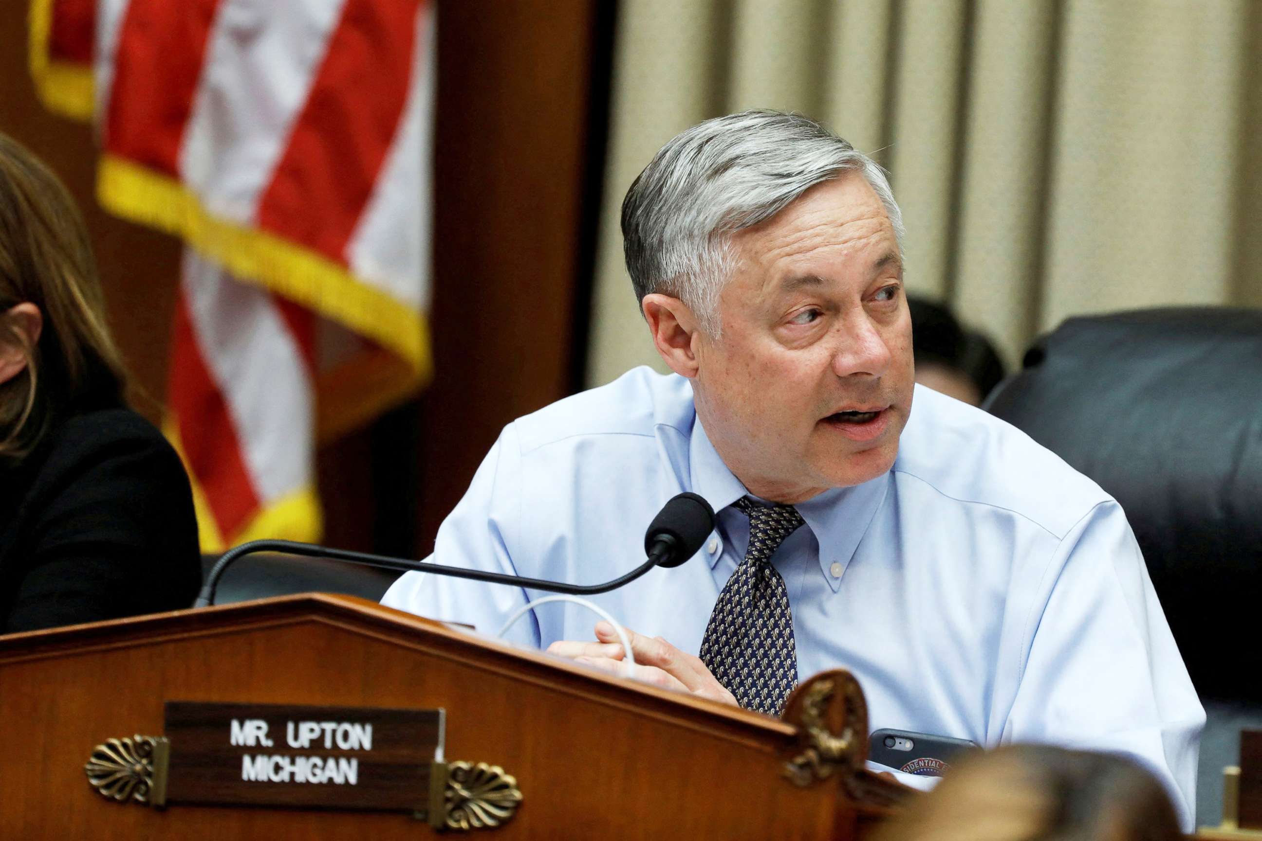 PHOTO: Rep. Fred Upton speaks during a House Energy and Commerce Committee hearing on Capitol Hill in Washington, March 9, 2017. 