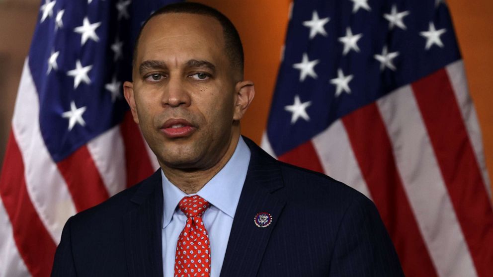 PHOTO: House Democratic Caucus Chairman Rep. Hakeem Jeffries speaks during a news conference at the U.S. Capitol in Washington, Feb. 2, 2022 