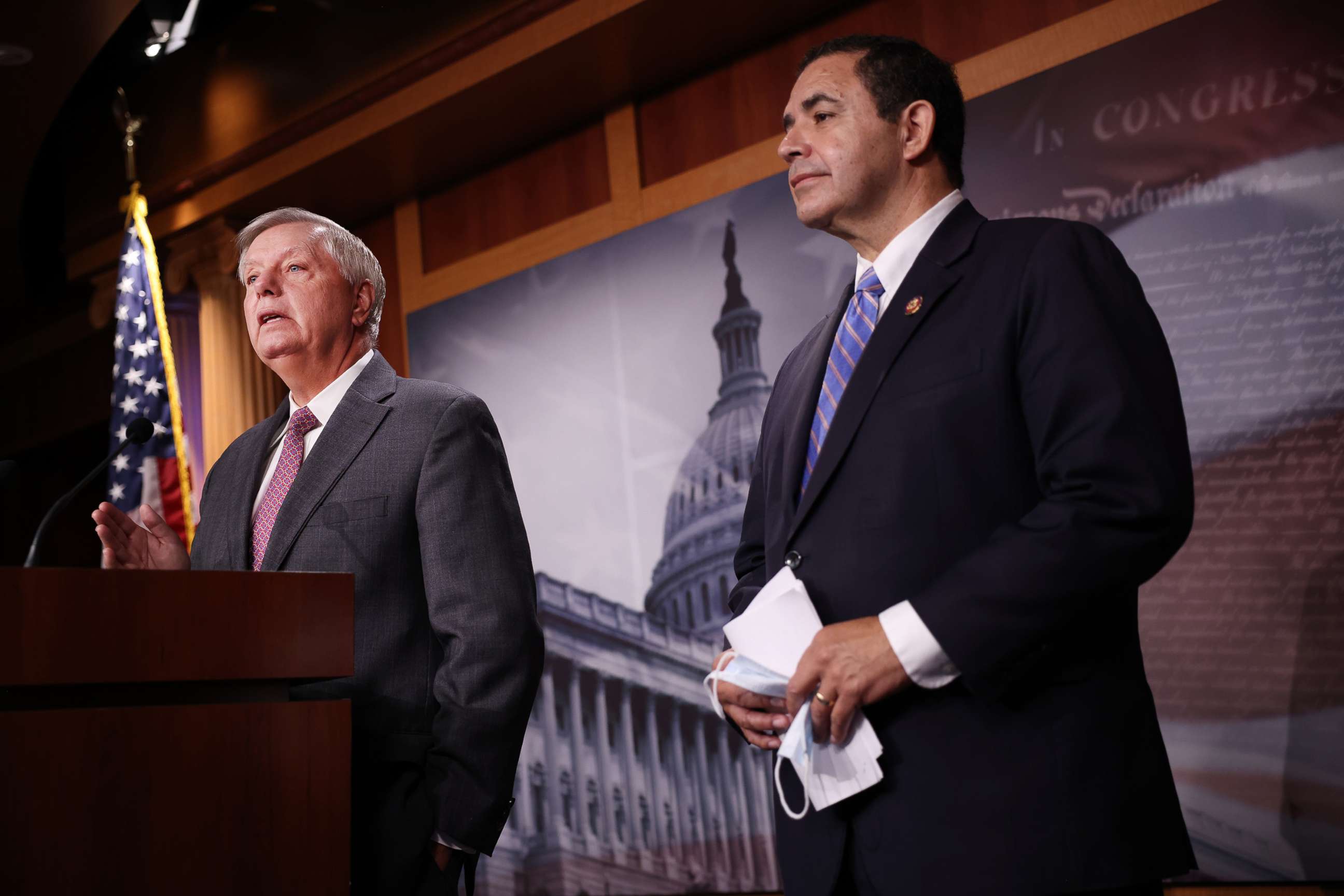 PHOTO: Rep. Henry Cuellar attends a news conference at the Capitol in Washington, July 30, 2021.