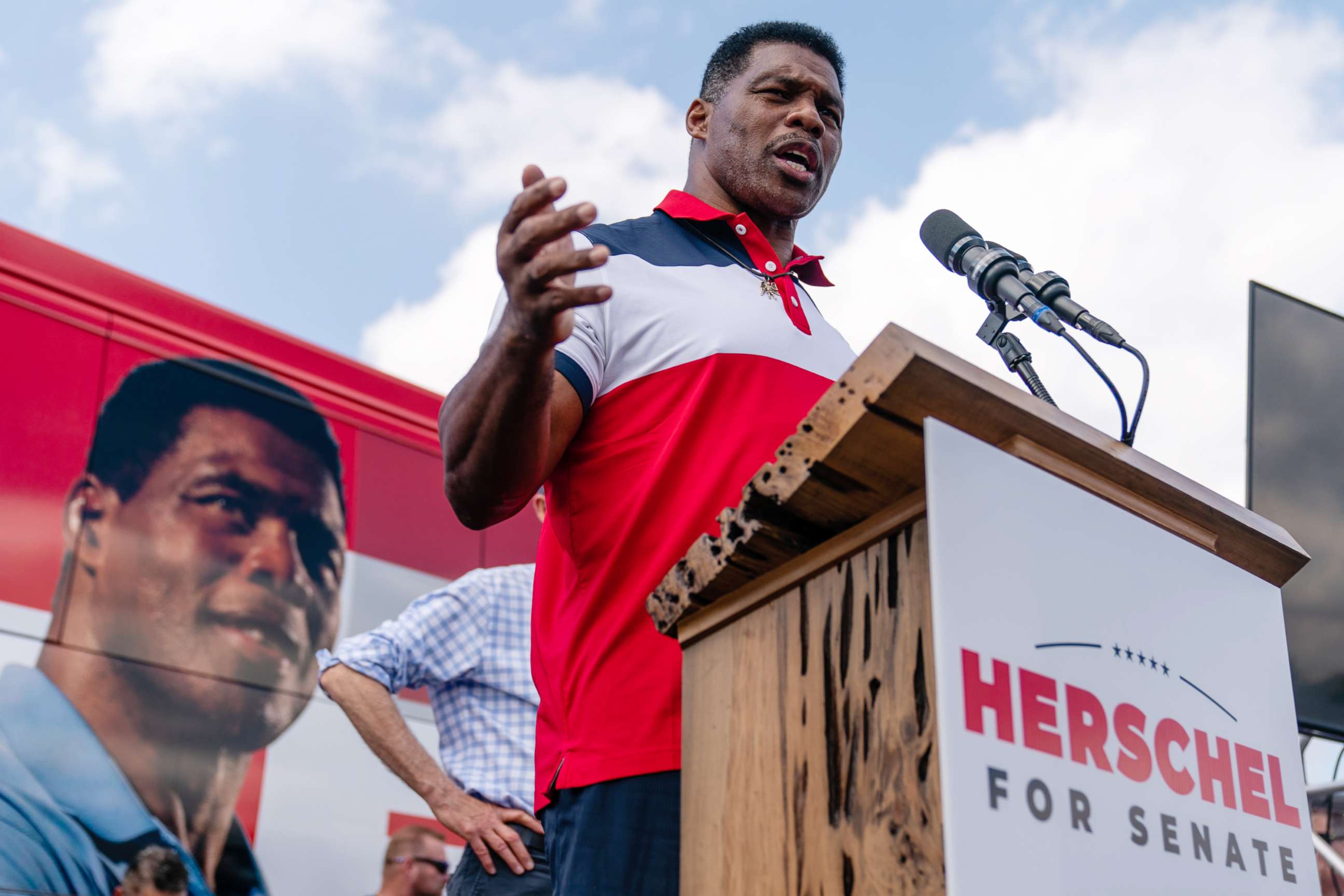 PHOTO: Georgia Republican Senatorial candidate Herschel Walker speaks at a campaign event  in Carrollton, Ga., Oct. 11, 2022.