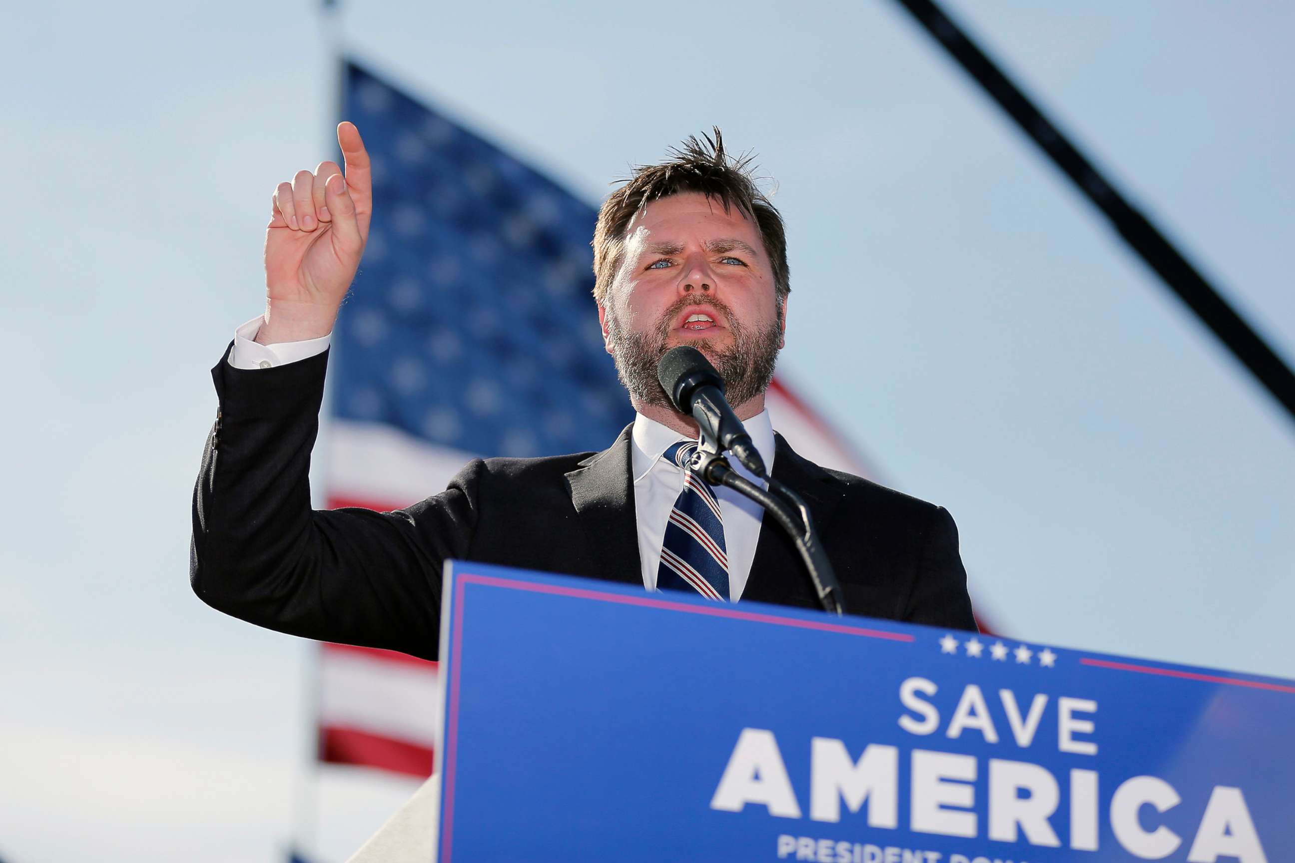 PHOTO: Republican Senate candidate JD Vance speaks at a rally in Delaware, Ohio, April 23, 2022.