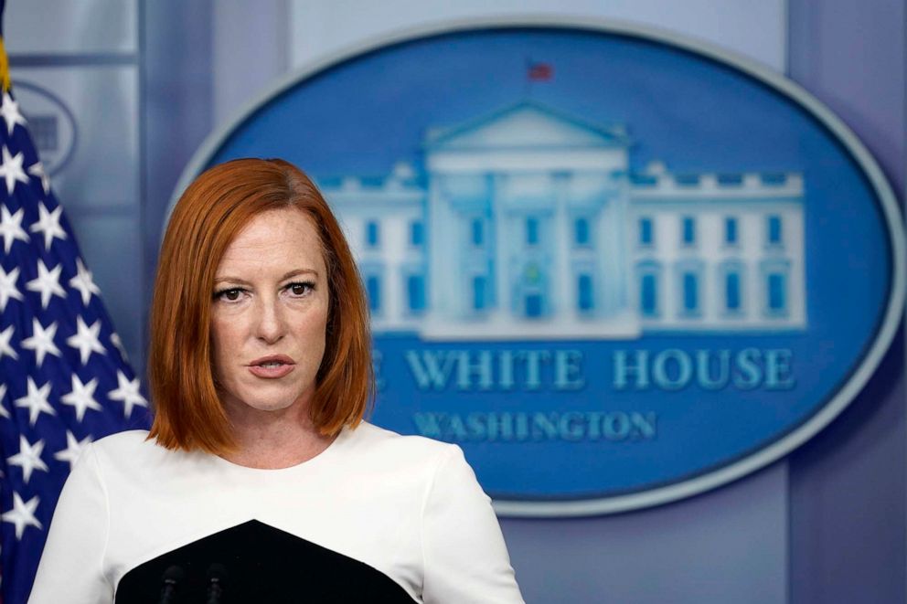 PHOTO: White House press secretary Jen Psaki speaks during the daily briefing at the White House in Washington, Sept. 8, 2021. 