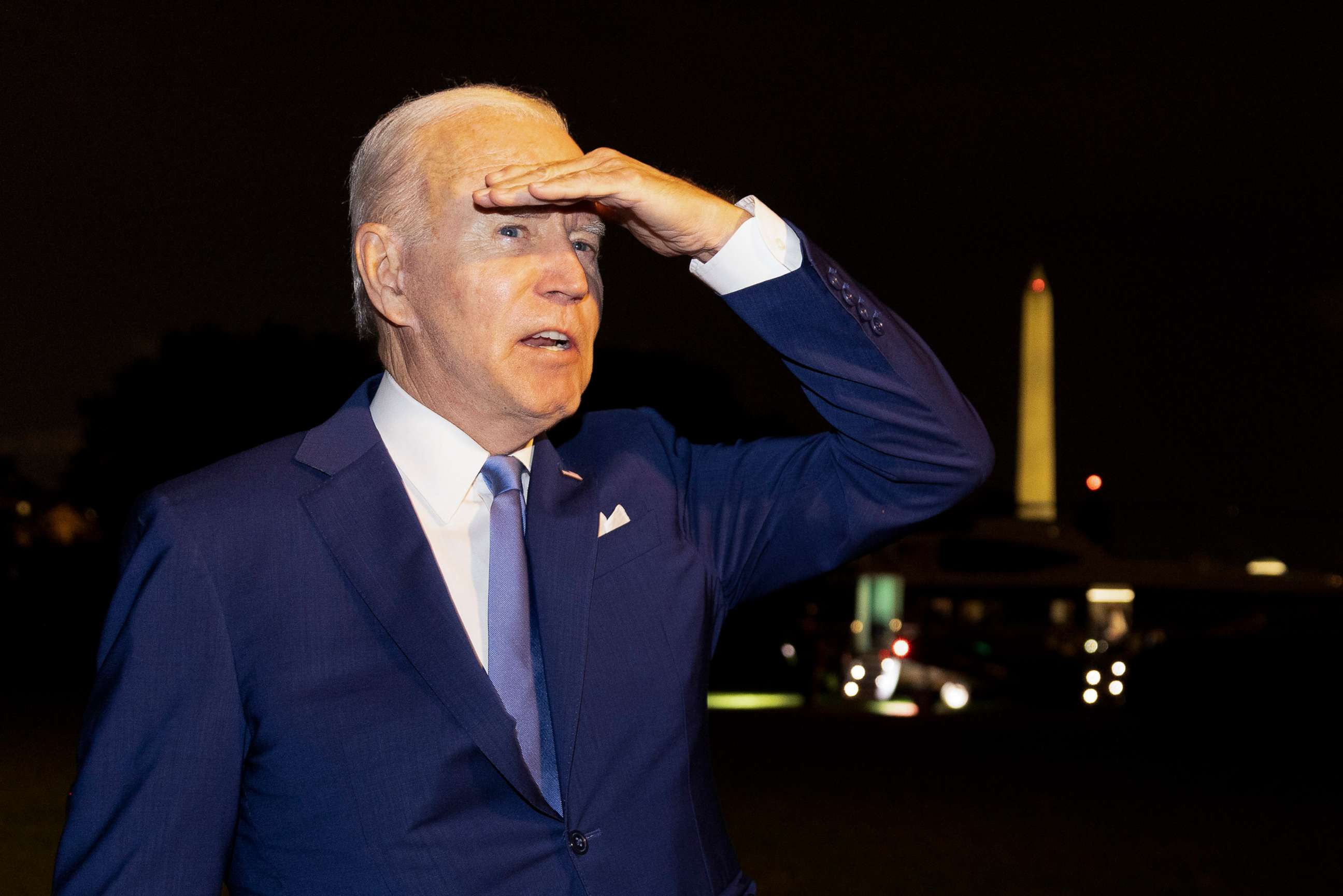PHOTO: President Joe Biden takes reporters questions on the south lawn of the White House in Washington, July 16, 2022.