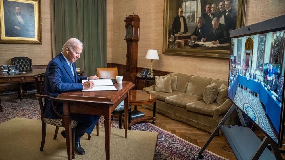 PHOTO: President Joe Biden signs an Executive Order on abortion care access, Washington, Aug. 3, 2022.