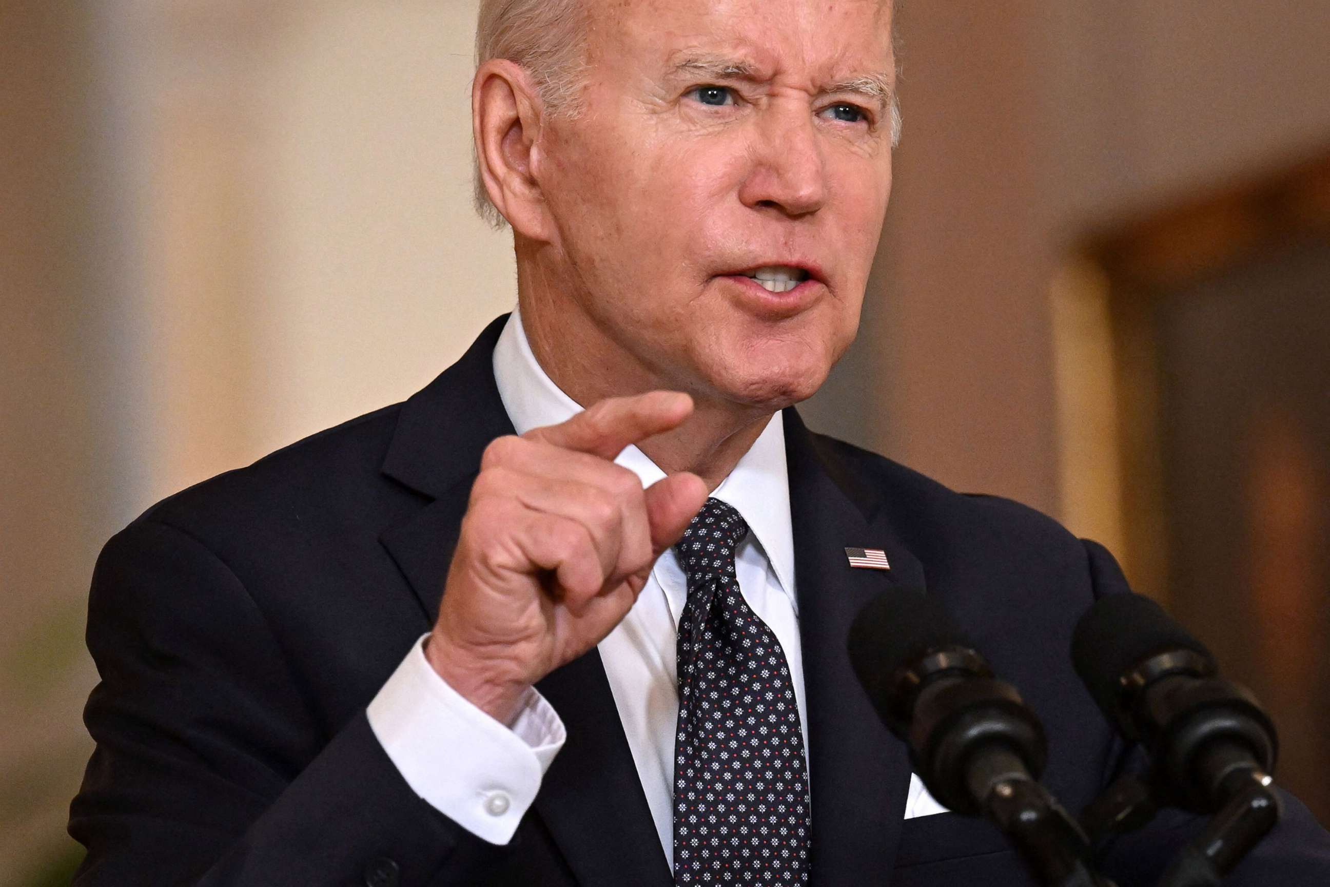 PHOTO: President Joe Biden speaks about the recent mass shootings and urges Congress to pass laws to combat gun violence at the Cross Hall of the White House in Washington, June 2, 2022.