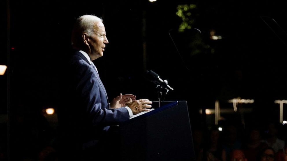 PHOTO: President Joe Biden makes remarks about what he de 
